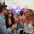 friends enjoying cocktails outside music festival.png