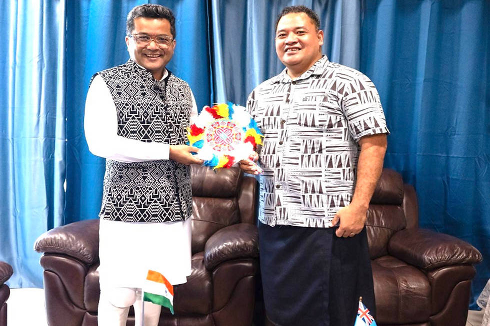 Pabitra Margherita with Tuvalu’s Minister for Home, Climate Change, and Environment, Dr. Maina Vakafua Talia