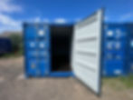 Blue self storage container with open door