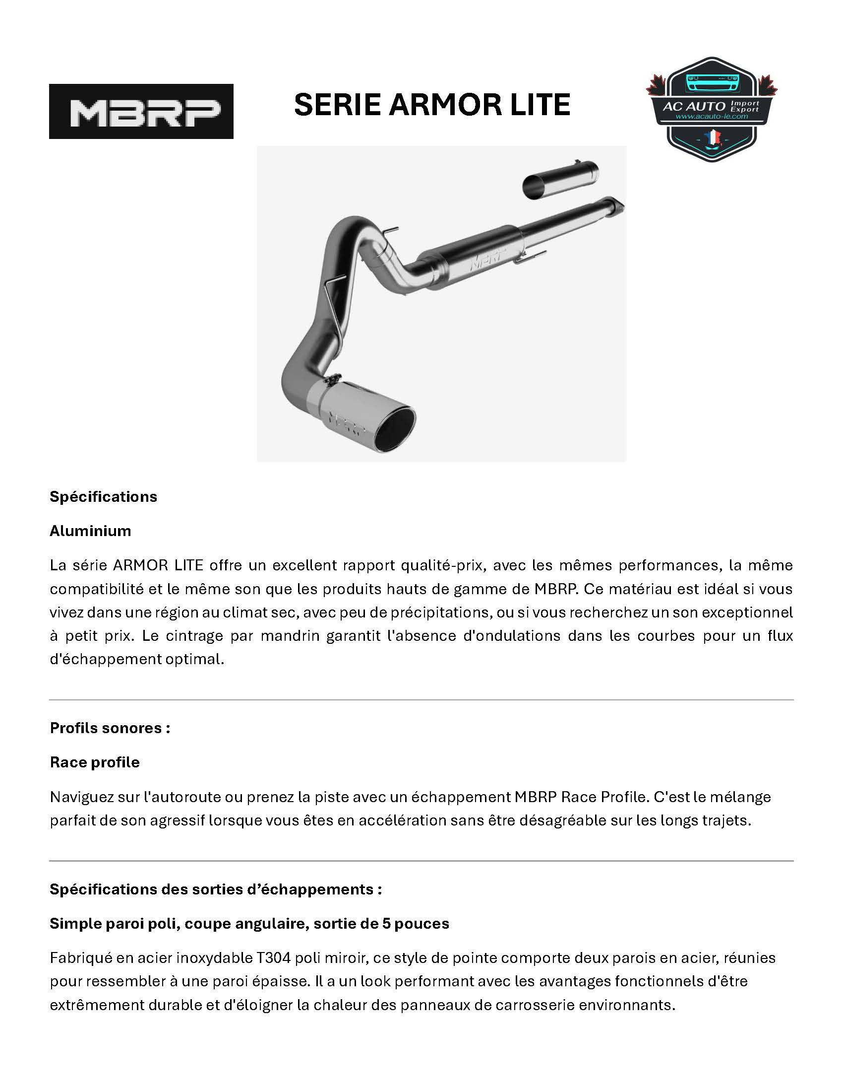 Complete MBRP exhaust system after catalytic converter, for Ford F150, 2015-2020, single outlet
