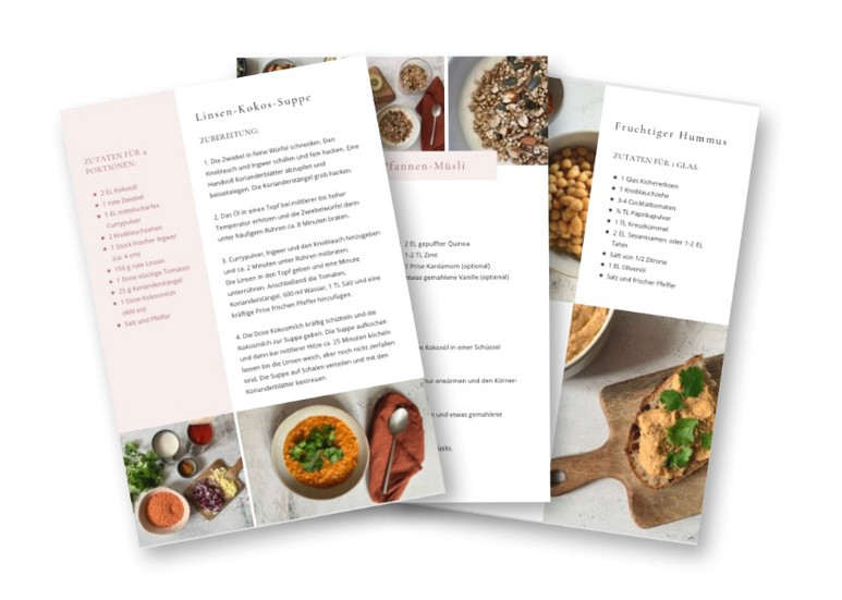 Vorschau auf die Rezepte bei Schwangerschaftsdiabetes aus dem Onlinekurs von NURY CARE