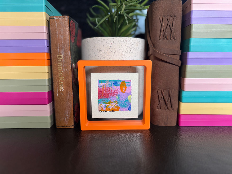 Thumbnail: Mini abstract artwork in neon orange frame