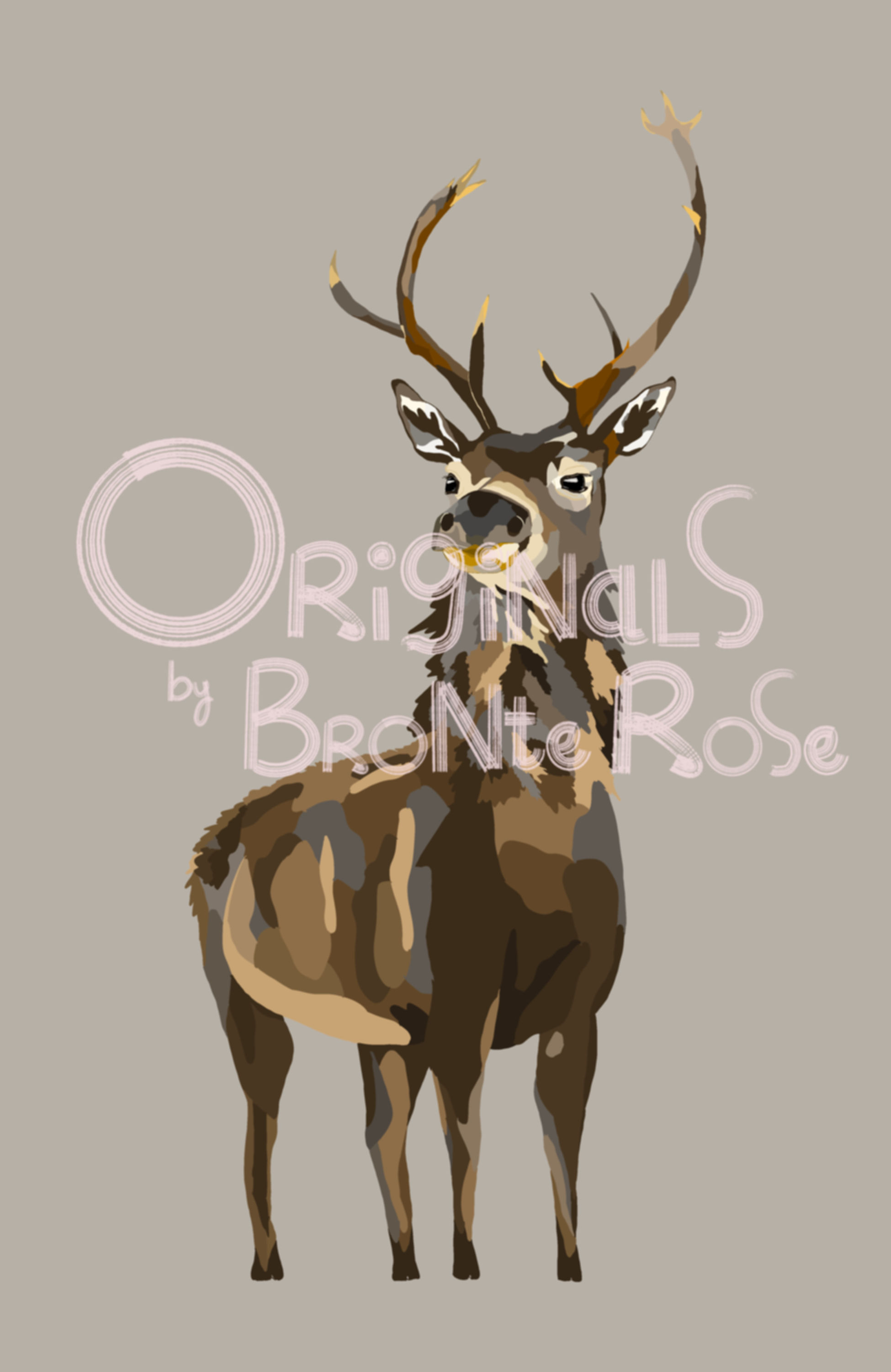 Reindeer, brown background, licensed artwork