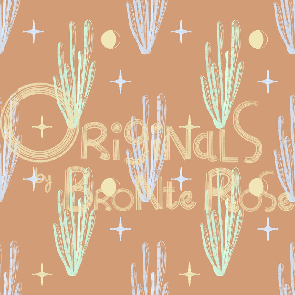 Digital licensable artwork of the moon, the stars and the desert on a burnt sand background in a repeating pattern