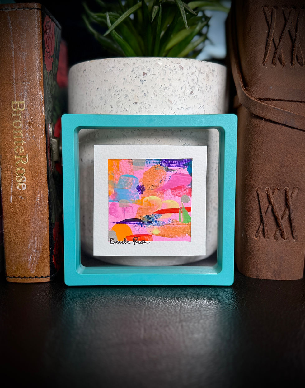 Thumbnail: Mini abstract artwork in turquoise frame