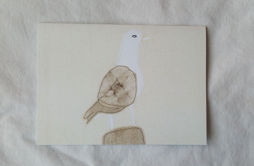 Thumbnail: Seagull on Staithes Harbour Side Greetings Card blank inside