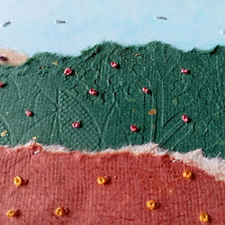 Hand embroidered landscape on paper