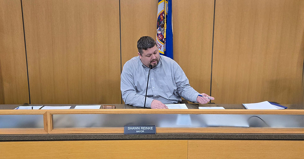 Paynesville, MN City Council meeting, January 12, 2026. Mayor Shawn Reinke present and performing his duties during official proceedings.
