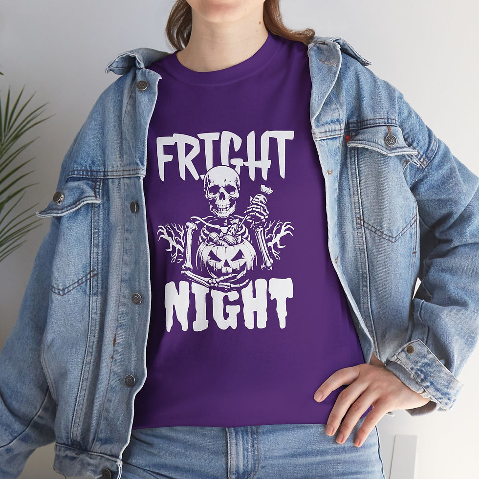 Thumbnail: Fright Night T-Shirt — Spooky Skull & Pumpkin Halloween Tee
