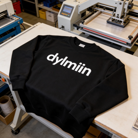 Black minimalist slogan shirt with 'dylmiin'