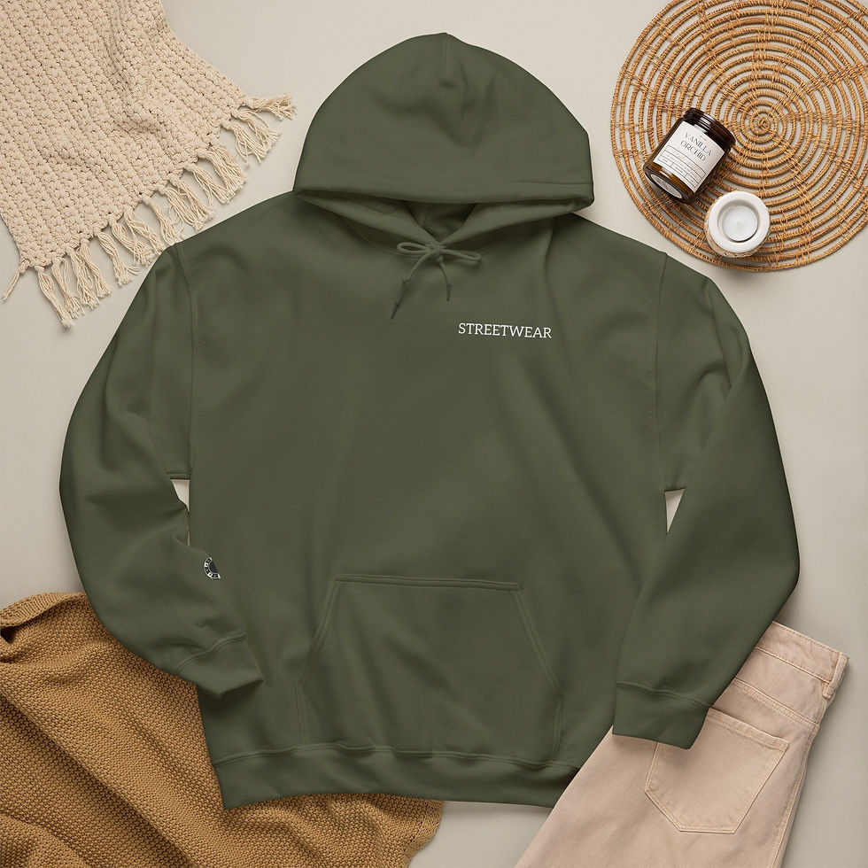Thumbnail: Minimal 'STREETWEAR' Black Hoodie — Subtle Logo Street Style