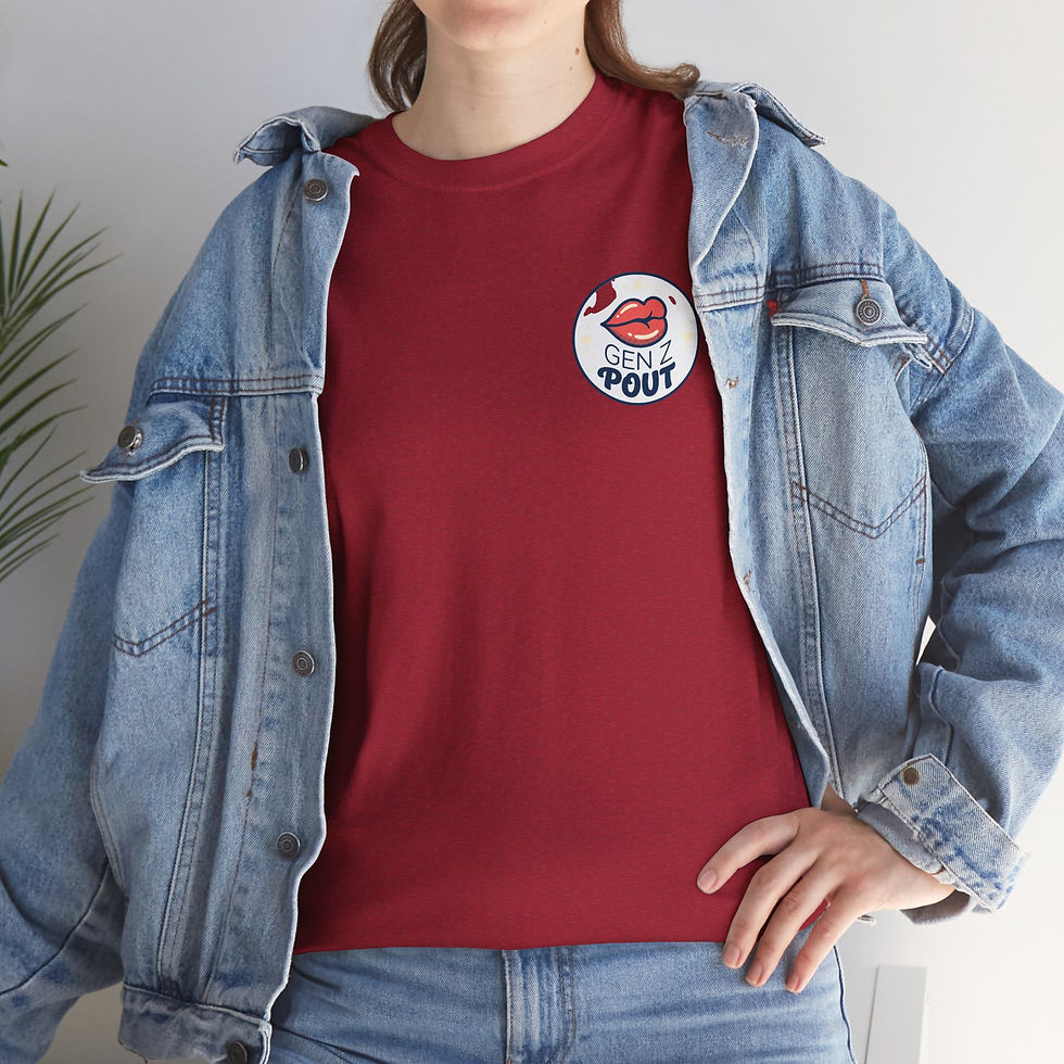 Thumbnail: Pout Graphic Tee — Small Lip Emblem "Cute Pout" Chest Shirt