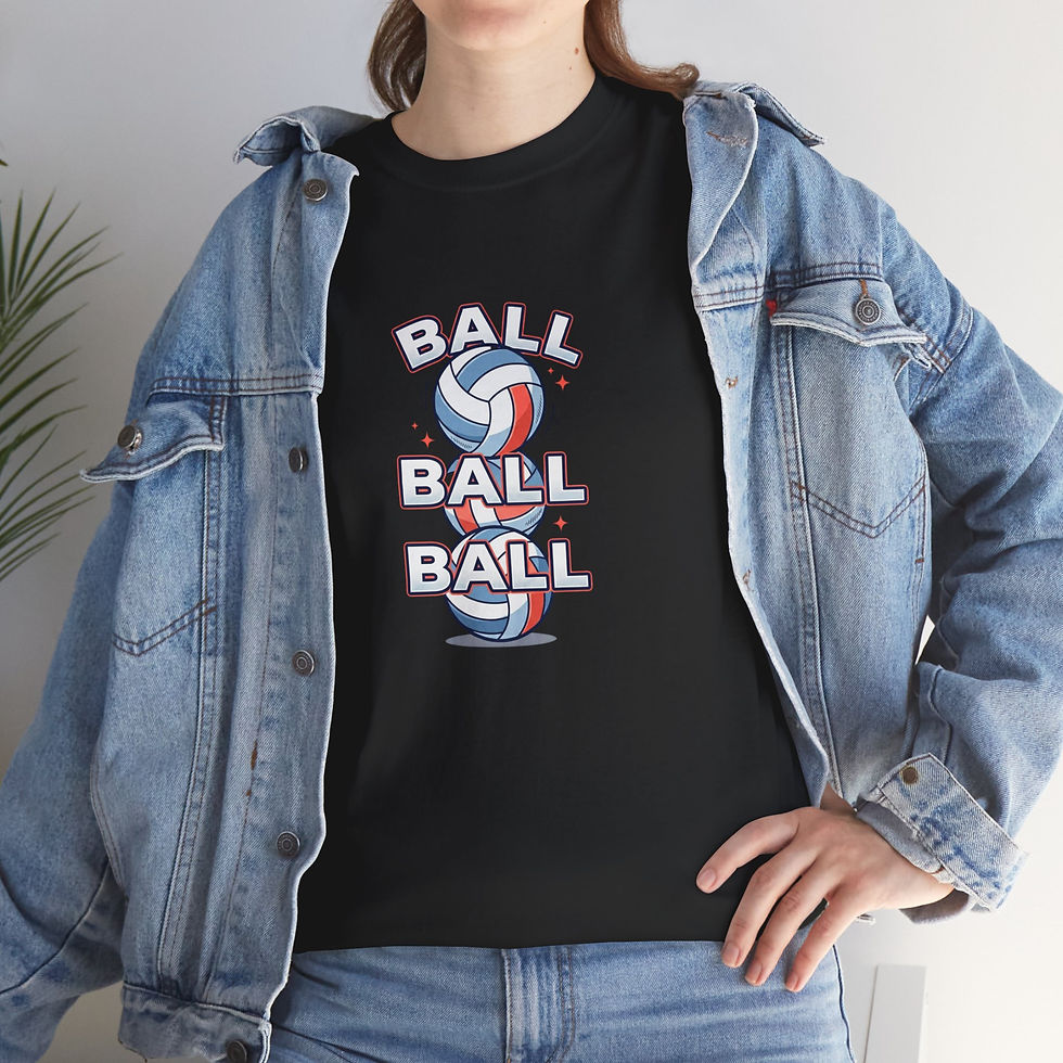 Thumbnail: Volleyball 'BALL BALL BALL' Graphic Tee — Retro Sport Volleyball Shirt