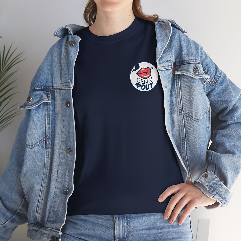 Thumbnail: Pout Graphic Tee — Small Lip Emblem "Cute Pout" Chest Shirt