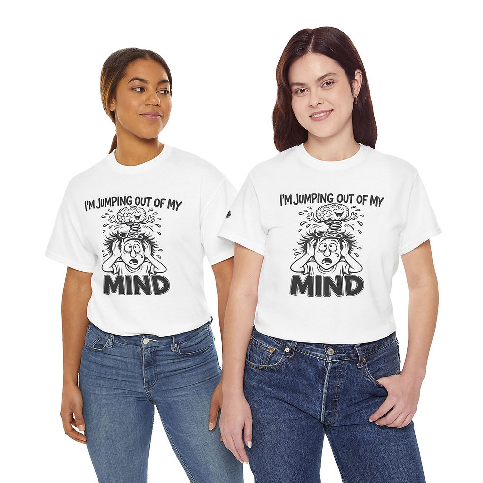 Thumbnail: Jumping Out of My Mind T-Shirt — Surreal Double-Head Graphic Tee