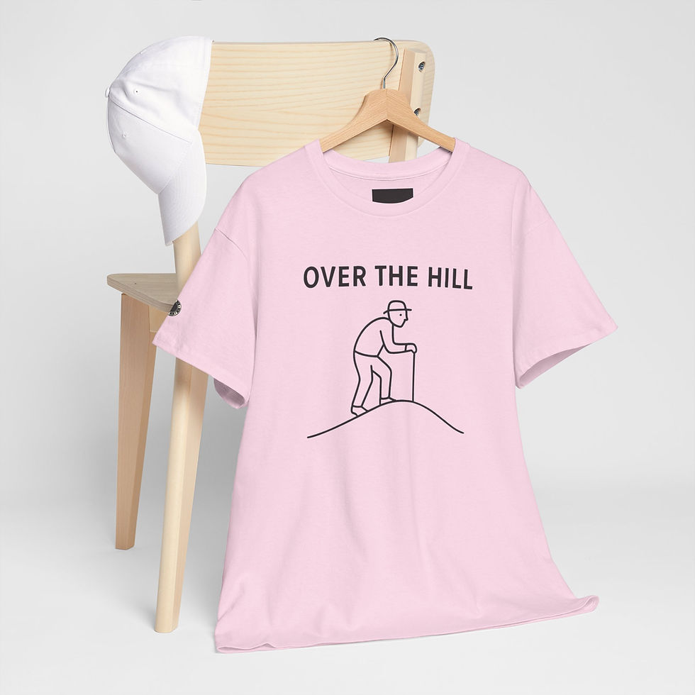 Thumbnail: Over The Hill T-Shirt – Funny 50th Birthday Tee with Walking Stick Illustration