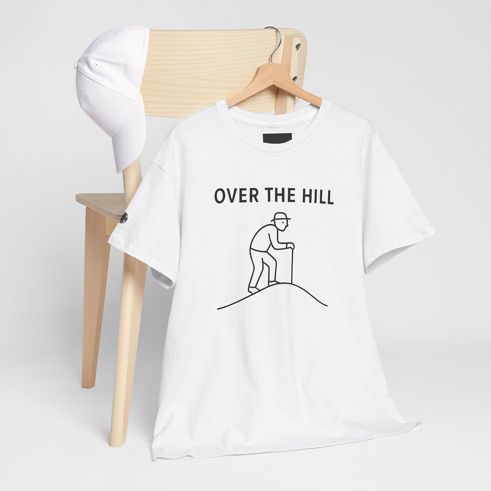 Thumbnail: Over The Hill T-Shirt – Funny 50th Birthday Tee with Walking Stick Illustration