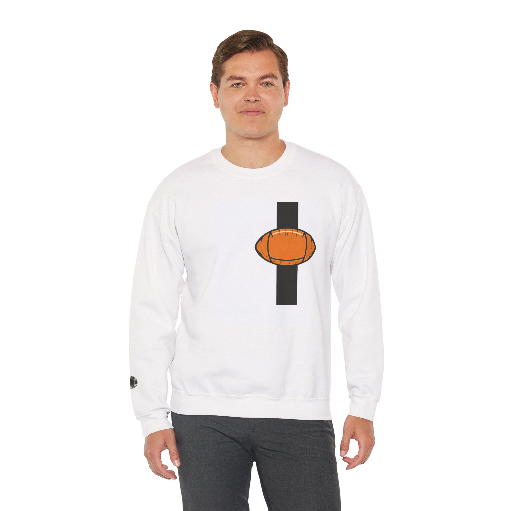 Football Pullover Crewneck Sweatshirt — Long-Sleeve Football Front Graphic