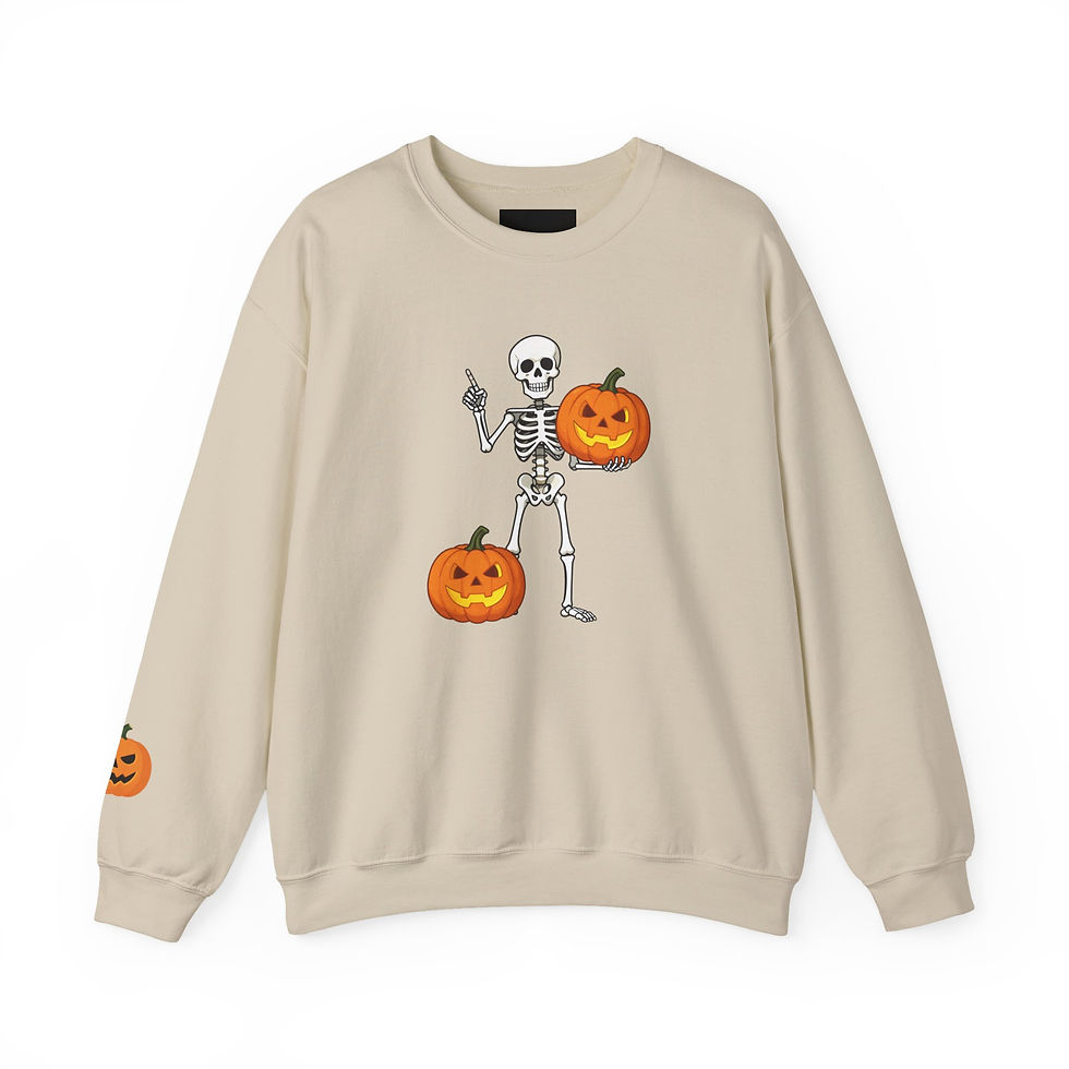 Thumbnail: Halloween Skeleton & Jack-O'-Lantern Crewneck Sweatshirt