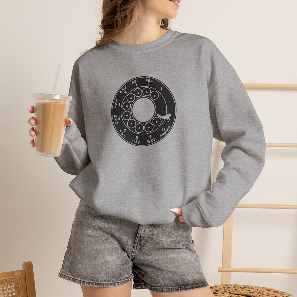 Thumbnail: Crewneck Sweatshirt with Retro Rotary Phone Dial Graphic