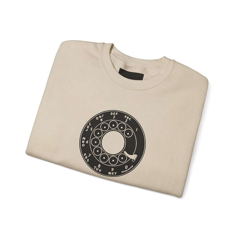 Thumbnail: Crewneck Sweatshirt with Retro Rotary Phone Dial Graphic
