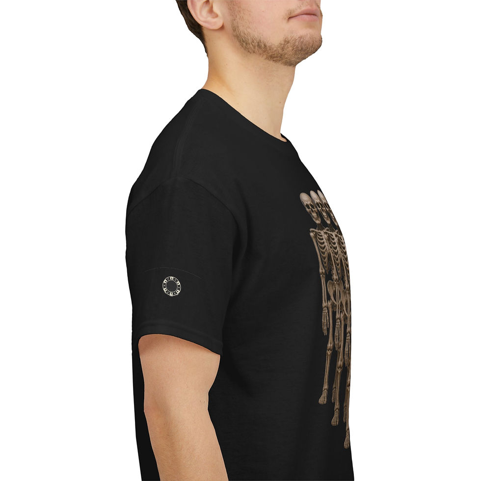 Thumbnail: Skeleton March Graphic Tee — Red Leader Skeletons Horror Halloween Shirt