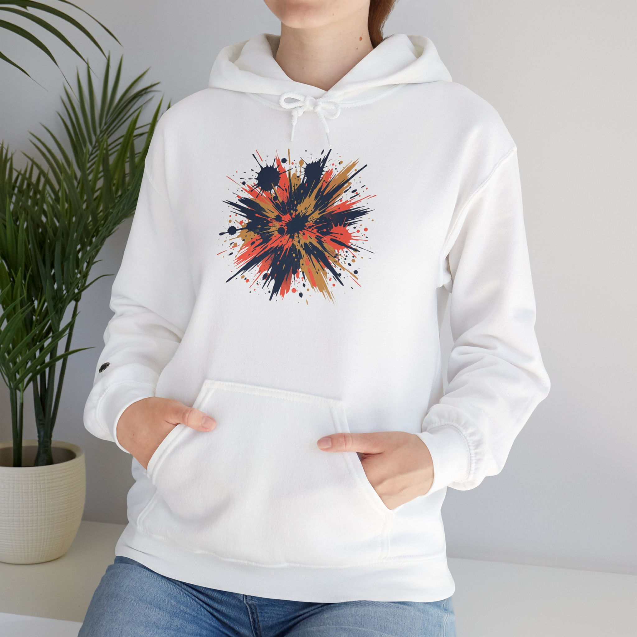 Abstract Paint Splash Hoodie — Colorful Floral Explosion Graphic Sweatshirt