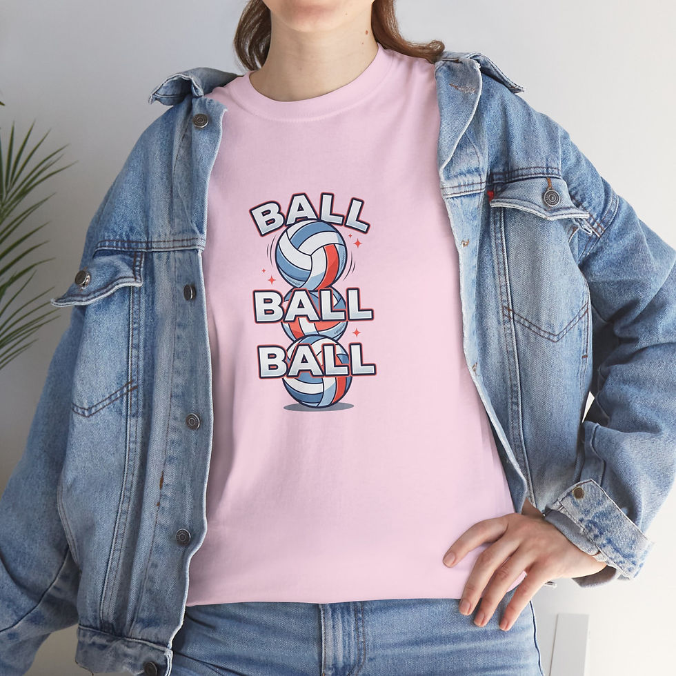 Thumbnail: Volleyball 'BALL BALL BALL' Graphic Tee — Retro Sport Volleyball Shirt