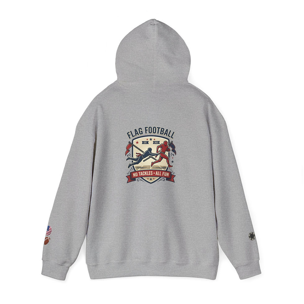 Thumbnail: Flag Football Crest Hoodie | Flag Pulls, Tackles, Retro Sports Design