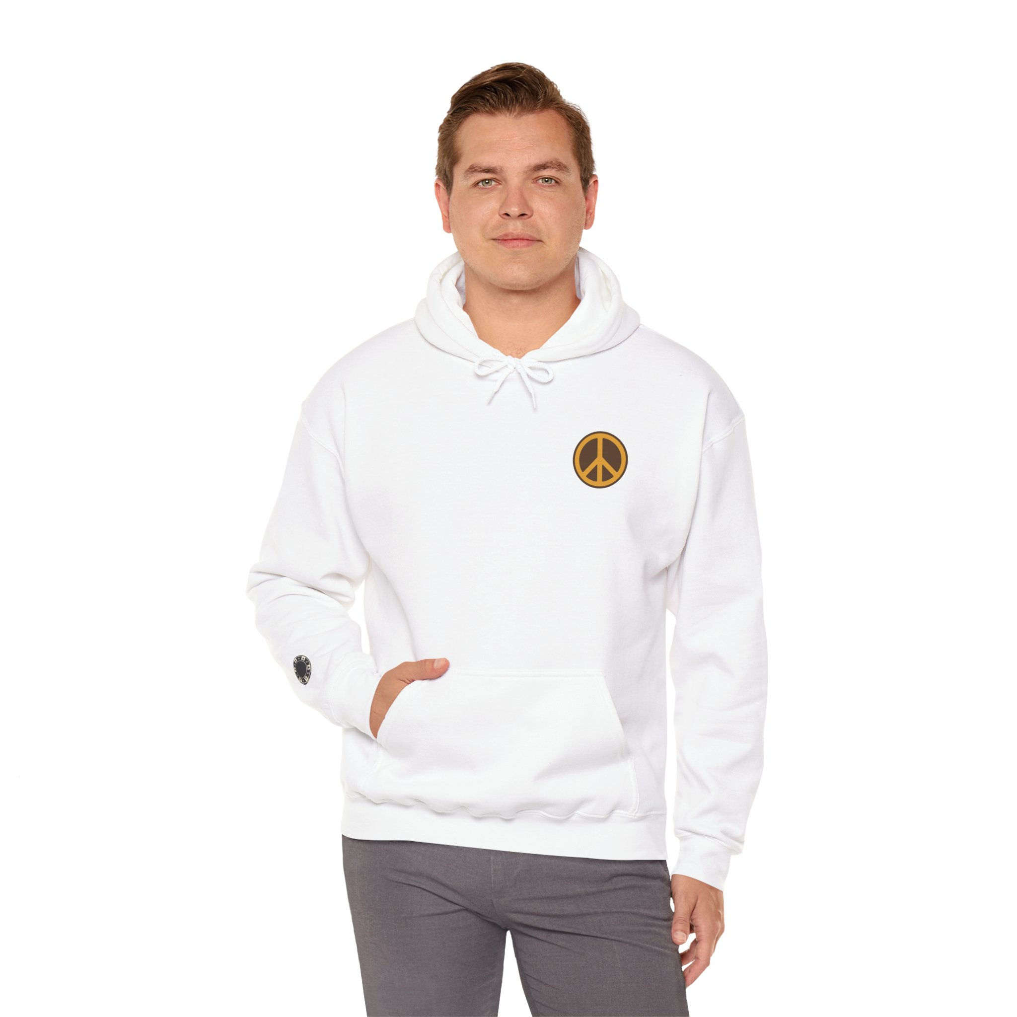 Vintage Peace Sign Hoodie — Left Chest Graphic