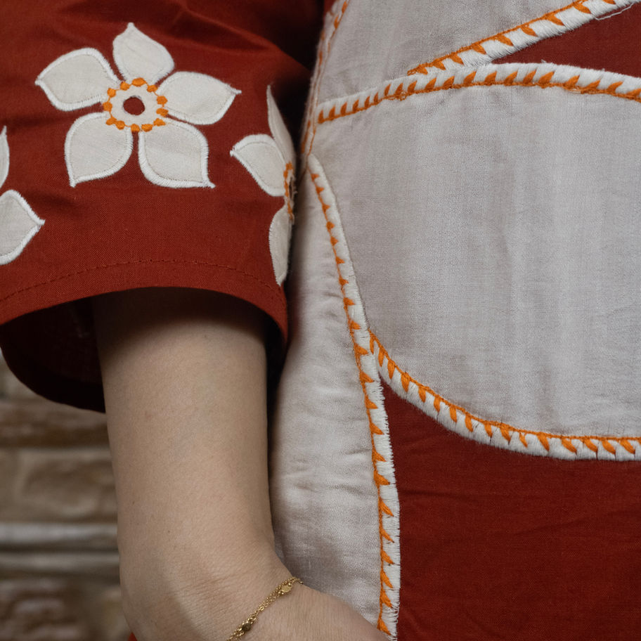 Pure Dhabu Cotton Rust Co-Ord Set