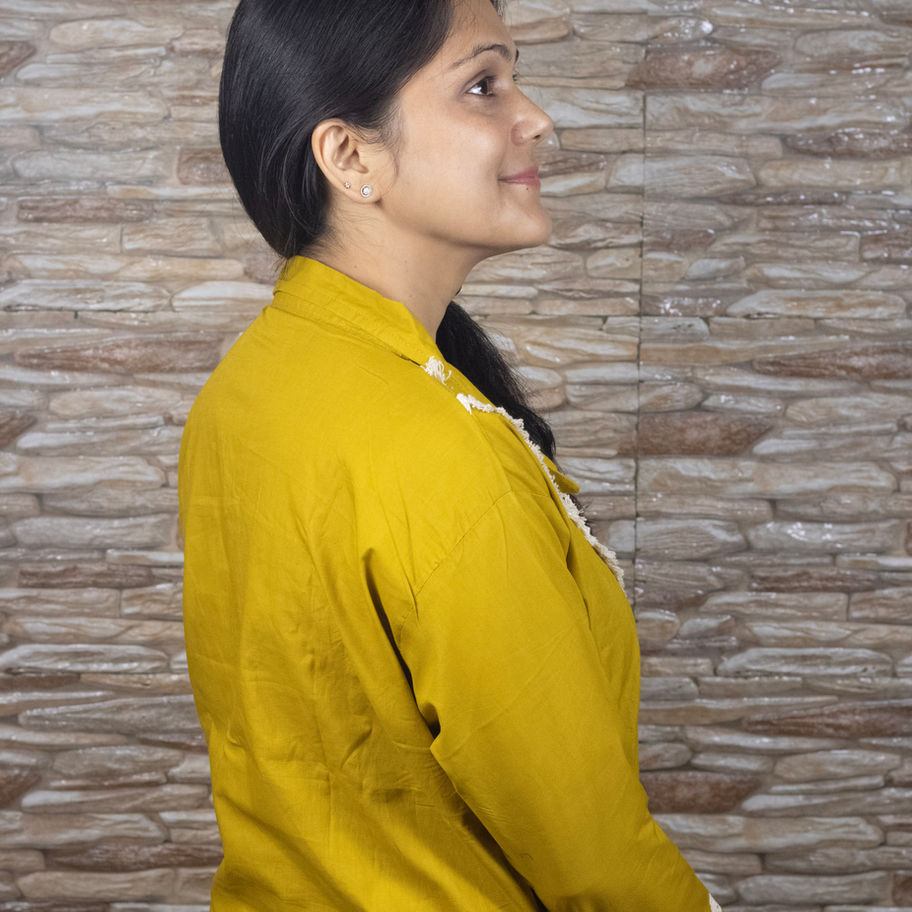 Women Pure Cotton Olive Yellow Co-Ord Set