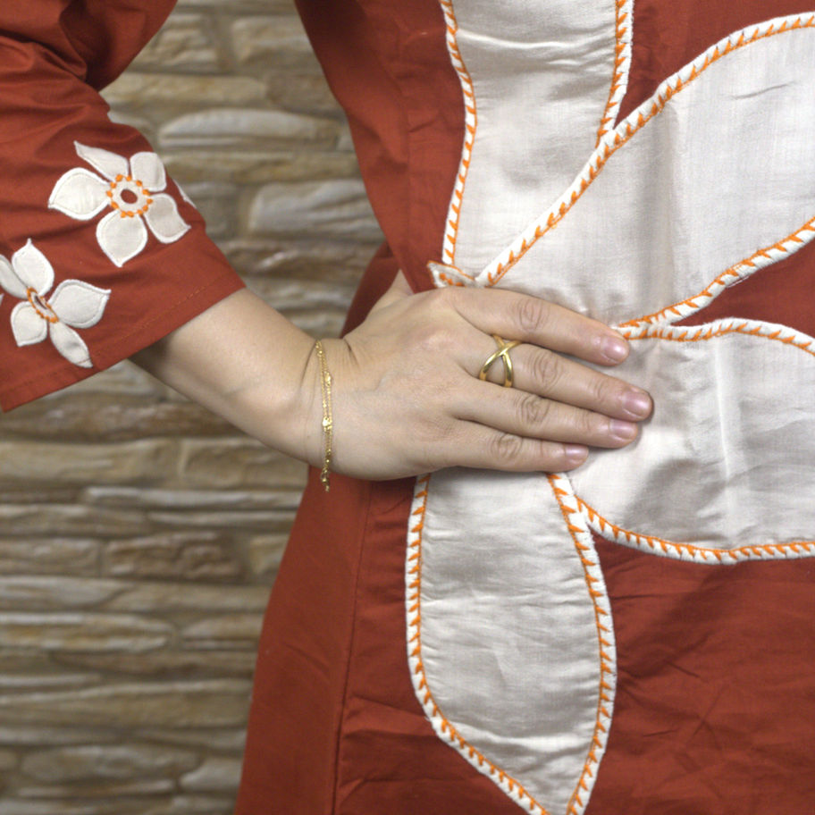 Pure Dhabu Cotton Rust Co-Ord Set