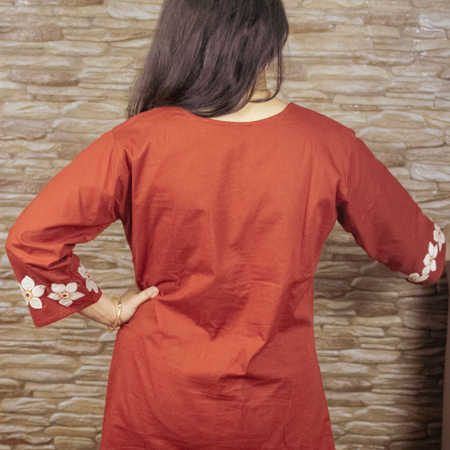 Pure Dhabu Cotton Rust Co-Ord Set