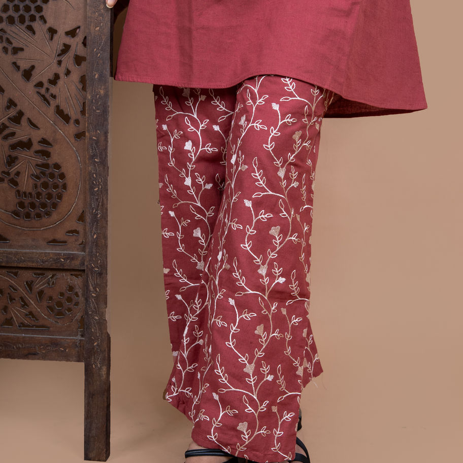 Linen Cotton Brick Red Co-Ord Set