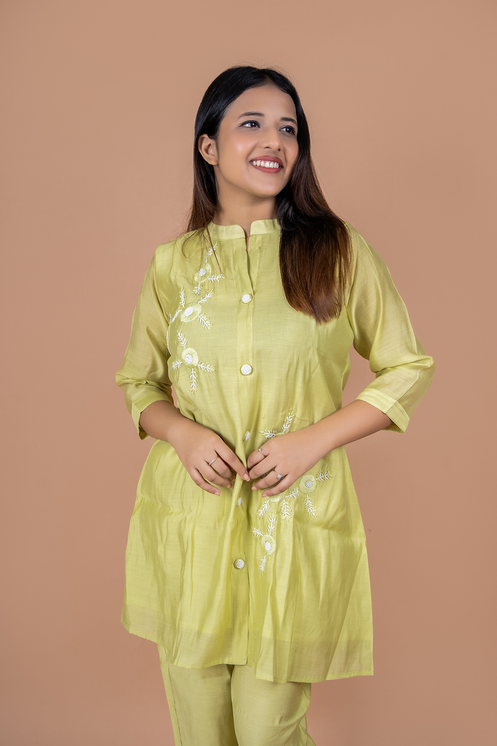Mulchanderi Lime Yellow Co-Ord Set