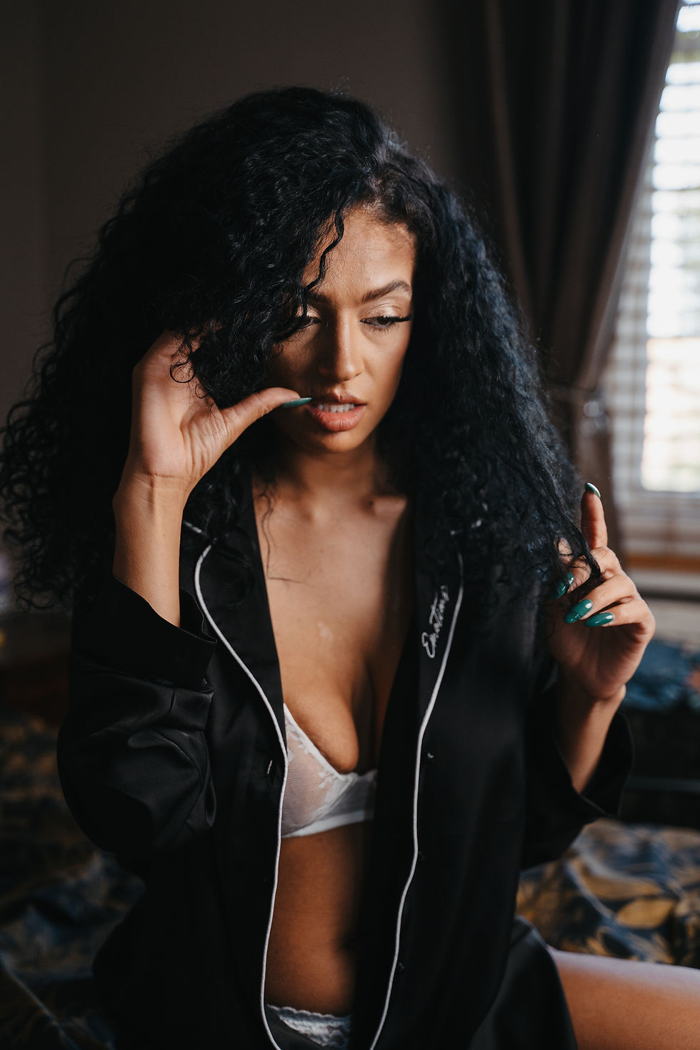 Thumbnail: Black nightwear shirt styled for comfortable lounging at home