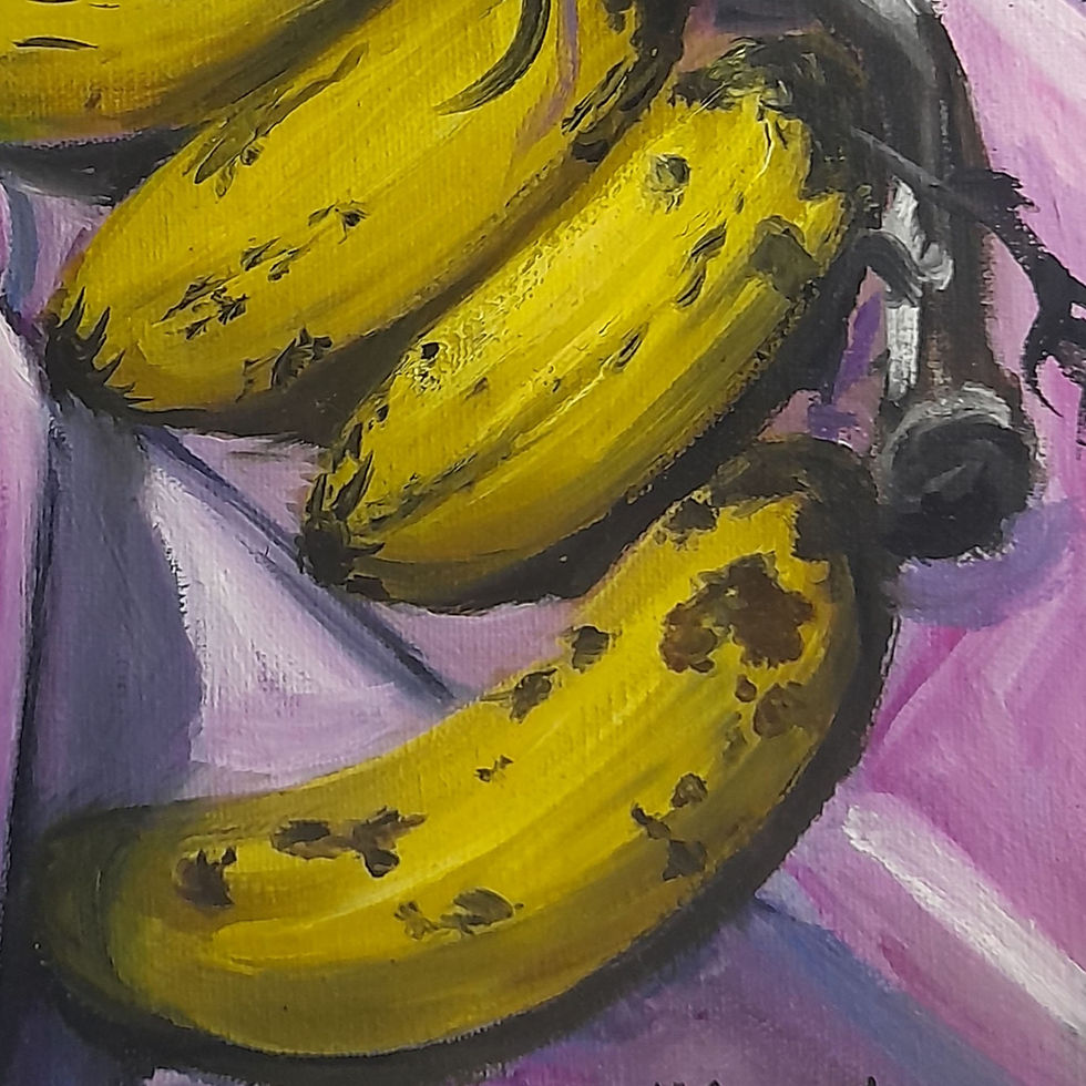 Miniatura: Bananas sobre toalha rosa