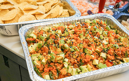 A tray of our poke nachos