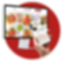 A computer that shows Oke Poke's website and a phone that shows Oke Poke's app