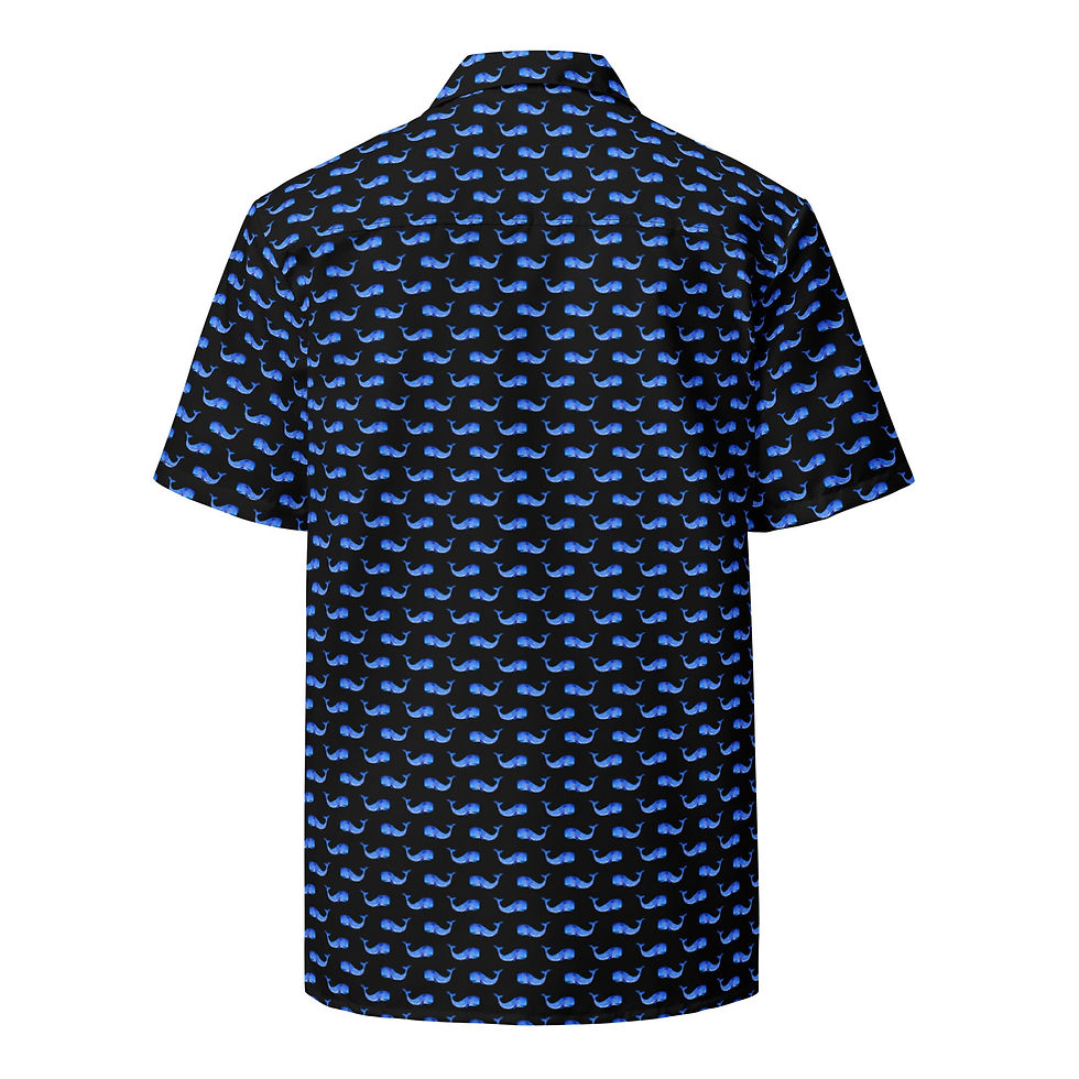 Thumbnail: Midnight Whale Party Button Down Hawaiian Shirt - Coastal Summer 2024 Collection