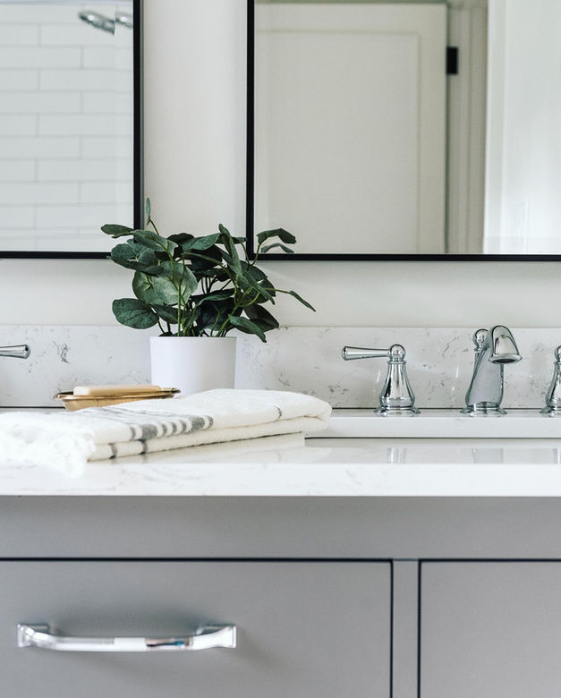 Bathroom vanity with modern fixtures