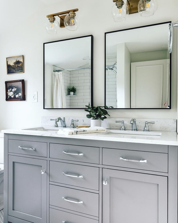 Gray double vanity bathroom