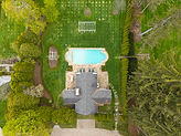 Aerial view of the house, pool and gardens, Litchfield CT