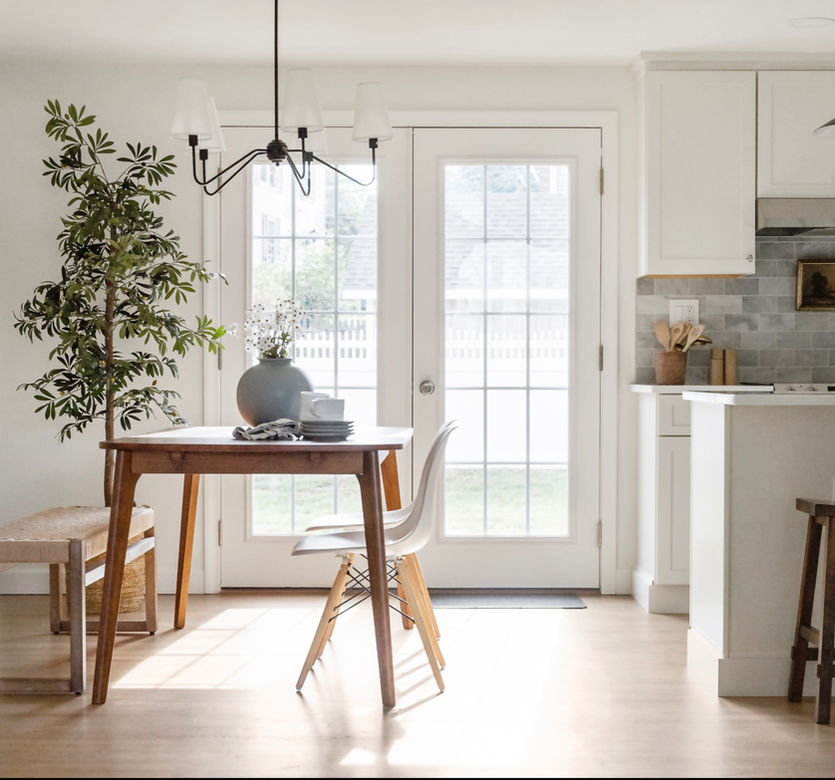 Bright kitchen and dining area