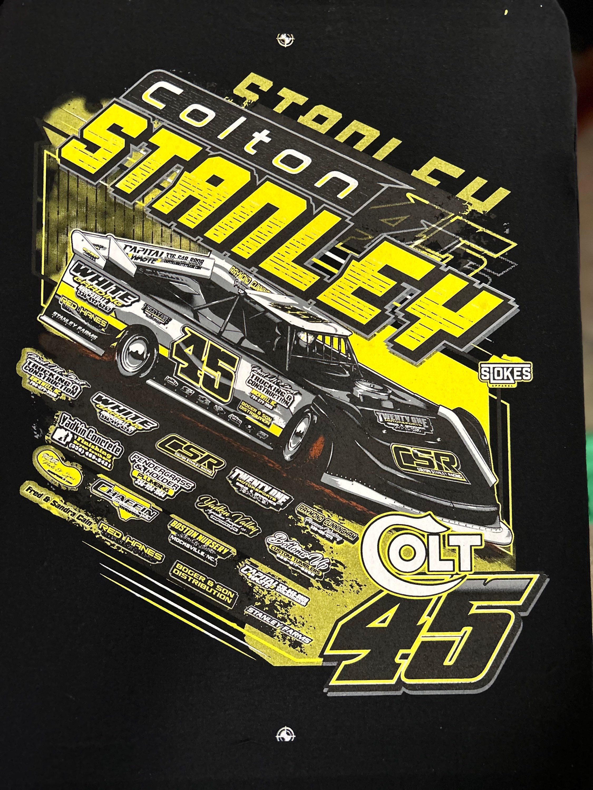 Screen printed race team gear by Stokes Apparel Company