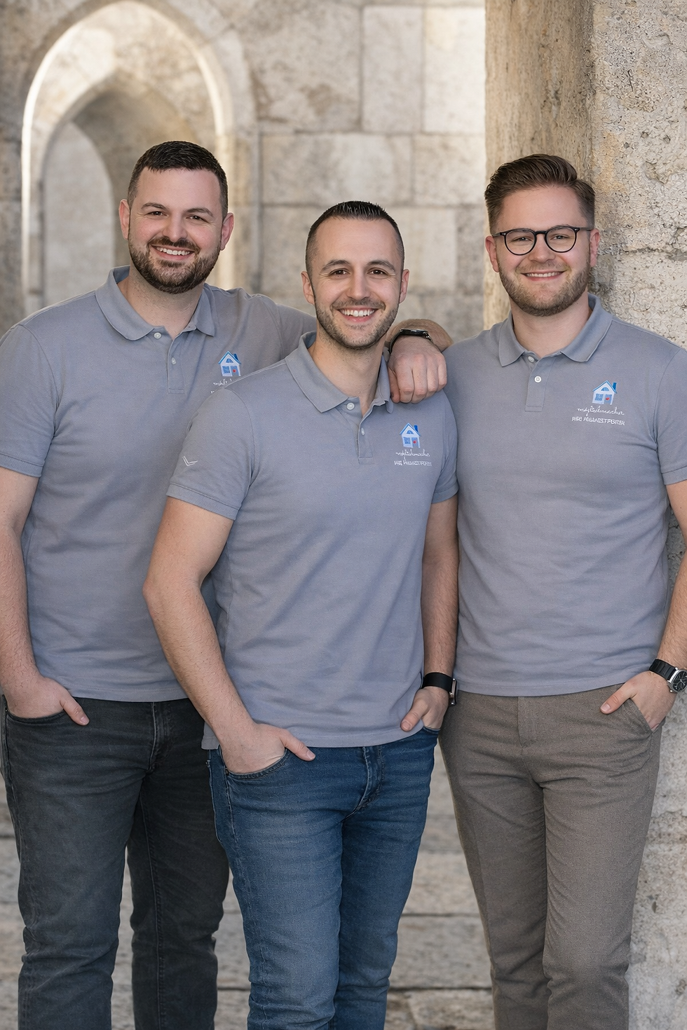 Möglichmacher Teammitglieder vor einer Steinwand