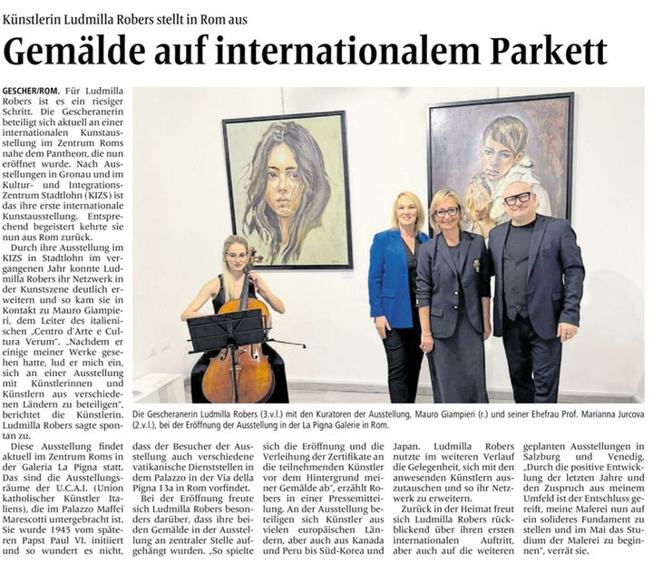 Zeitungsartikel zur Ausstellung 'ARTE ROMA'.