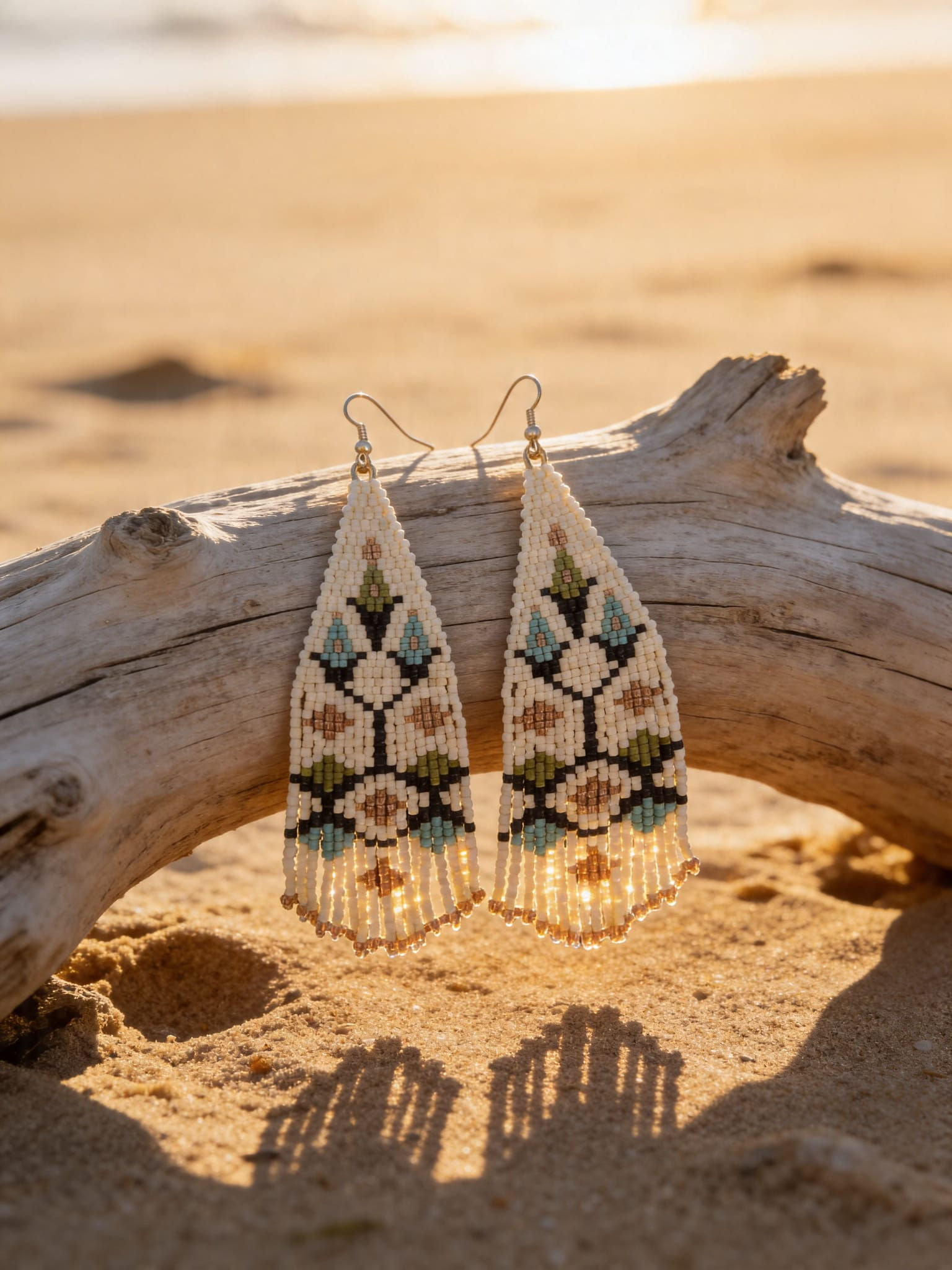 Blue and grean flowers fringe earrings
