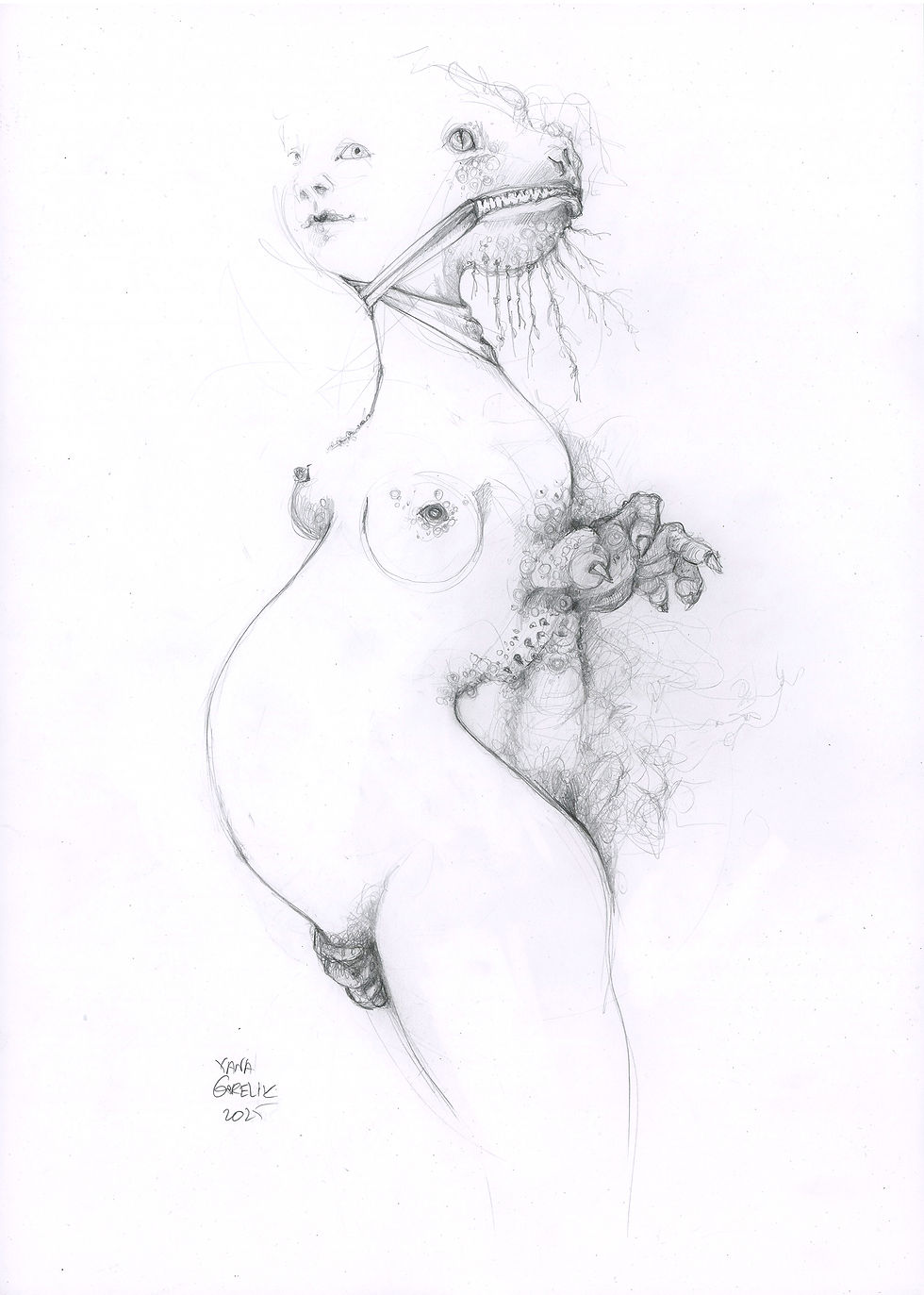 semi dialog A3 pencils on paper 2025 Yana Gorelik S